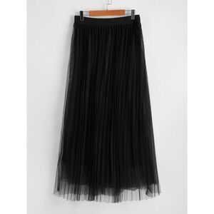 tulle tutu midi skirt Wide Waist Pleated Tulle Skirt